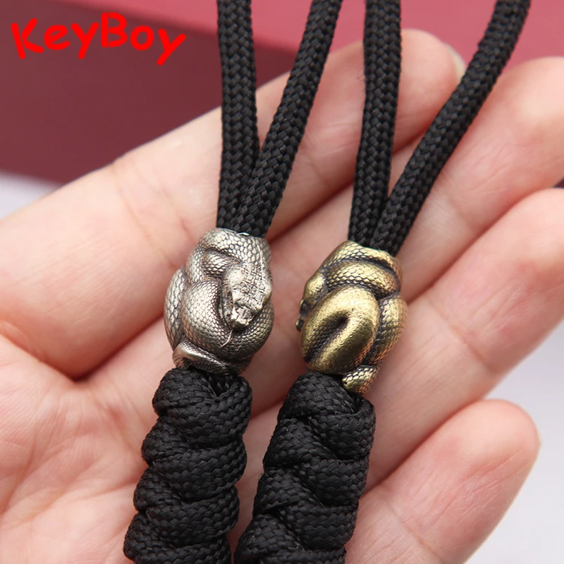 Python Snake Brass Knife Beads DIY EDC Outdoor Umbrella Rope Woven Lanyard Punk Paracord Bracelets Pendants Jewelry Accessories