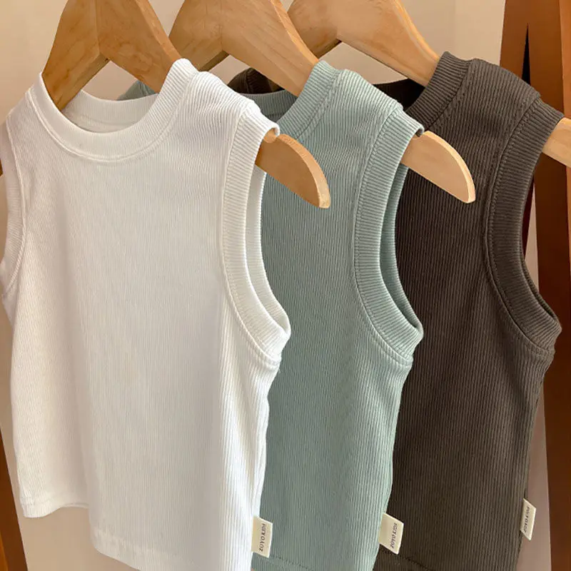 

1-6T New Summer Baby Boys Sleeveless T-shirts Korean Style Cotton Soft Kids Tops Toddlers Children Casual Vest Tees