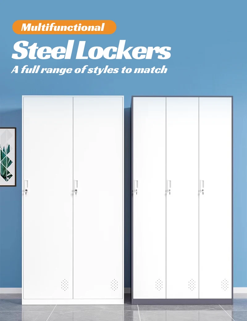 خزانة ملابس معدنية من الفولاذ بثلاثة أبواب لغرفة النوم والمدرسة أو خزانة ملفات المكتب لتنظيم الملابس لغرفة المعيشة #6