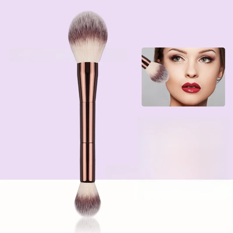 Double Head Makeup Brush Soft Fiber Hair Highlighter Blush Powder Brush for Face Contour Cosmetic Tools Accessories