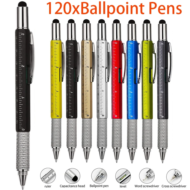 120Pcs Multipurpose Tool Ruler Level Pen Household Appliances Multi-function Screwdriver Ball Point Pen