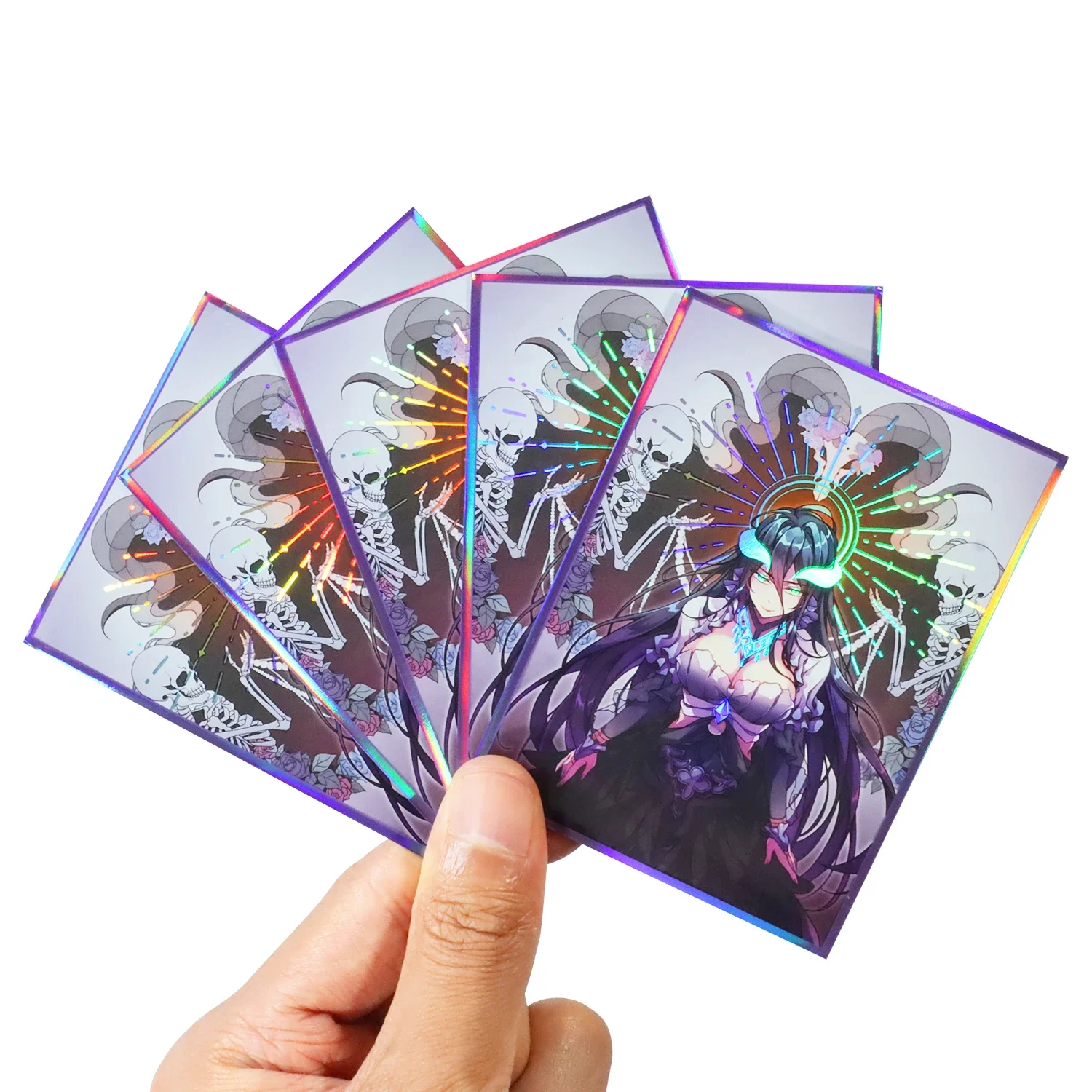 60pcs 67x 92mm Overlord Albedo Holographic Cover for MTG/PTCG/PKM Trading Cards Art Anime Printing Outer Card Sleeves Protectors