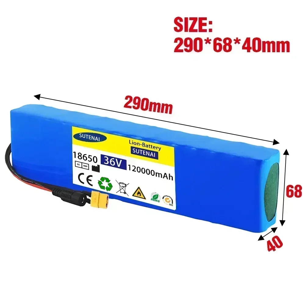 10S3P 36V 120Ah Battery ebike Battery Pack 18650 Li-ion Batteries 1000W  For High Power Electric Scooter Motorcycle Scooter