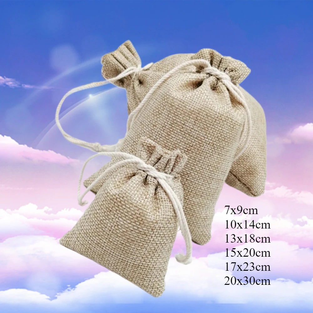 

200pcs Small Jute Gift Bags Bulk Mini Sack Holiday Birthday Burlap Packing Jewelry Sachet Party Favor Displays Goodie Containers
