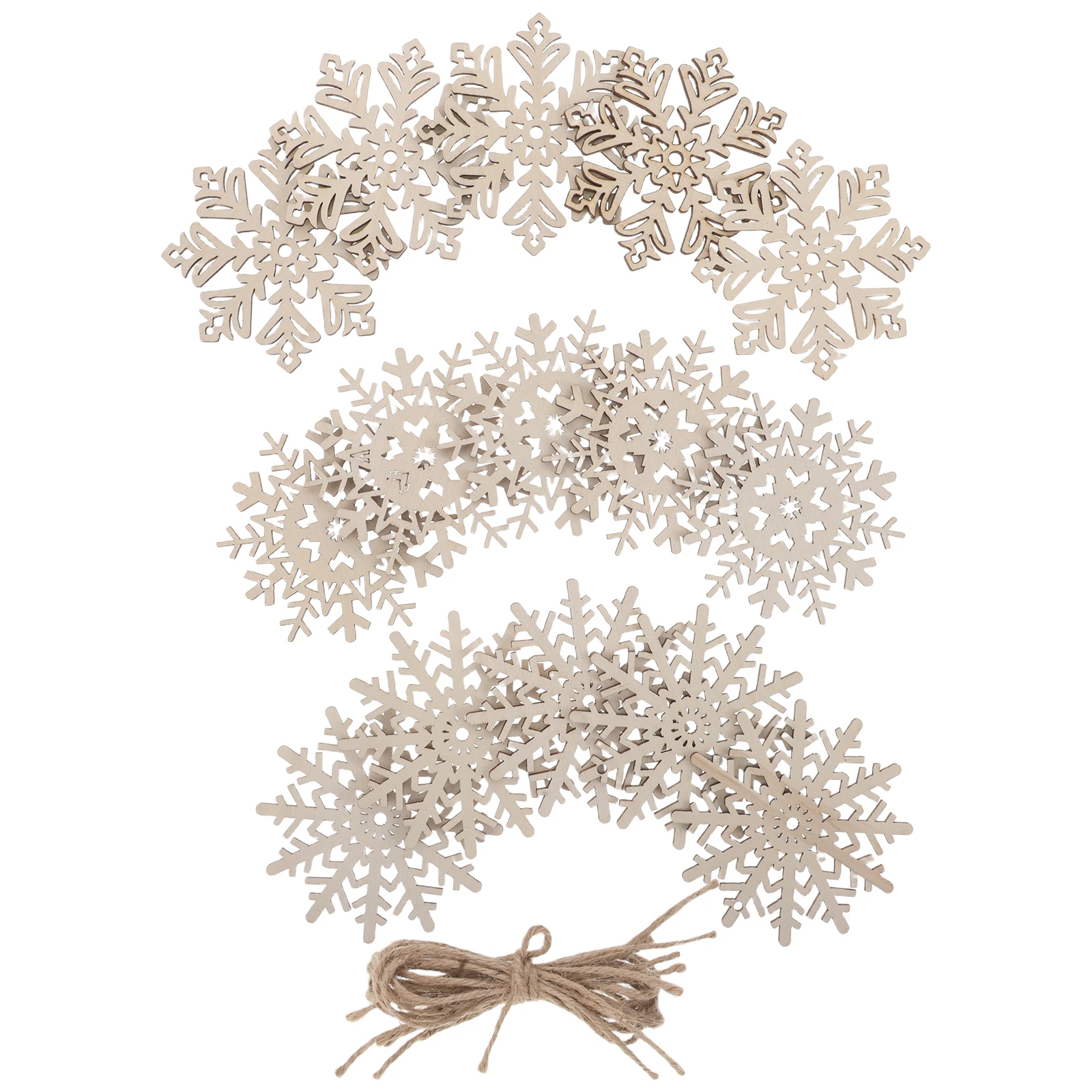 

30Pcs Wood Snowflake Ornaments Unfinished Hollow Snowflake Cutouts DIY Wood Painting Crafts Winter Wonderland Xmas Tree
