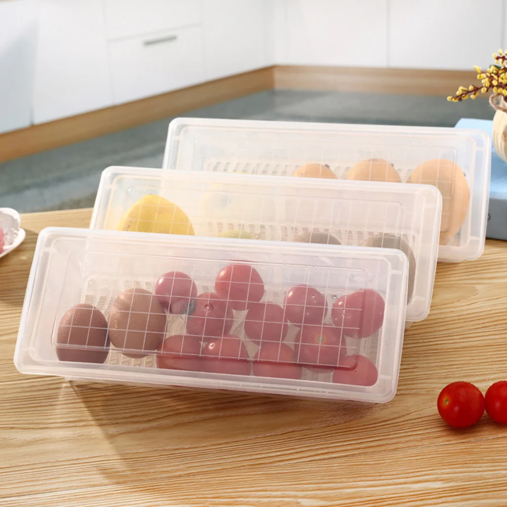 

2pcs Food Storage Containers For Fridge Refrigerator Organizers Removable Drain Plates Bacon Cheese Keeper Clear Case Stackable