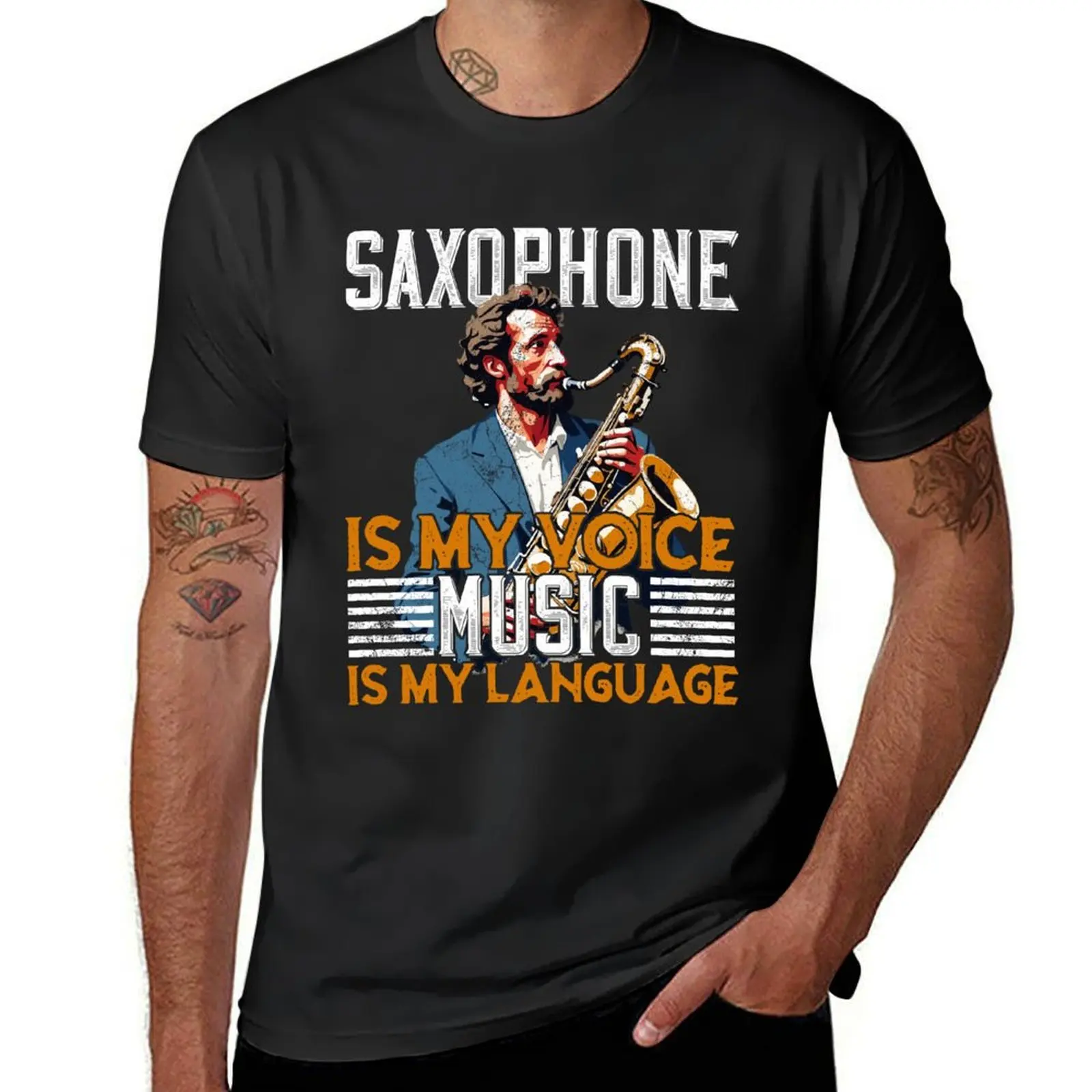 Funny saxophone design for jazz music lovers T-Shirt anime clothes tees Aesthetic clothing Men's t shirts