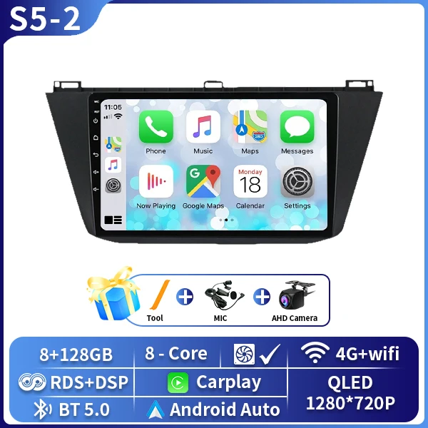 Android 16 Carplay Auto Radio Voor Volkswagen Tiguan 2 Mk 2016 2017 2018 2019 Multimedia Video Player Navigatie GPS stereo