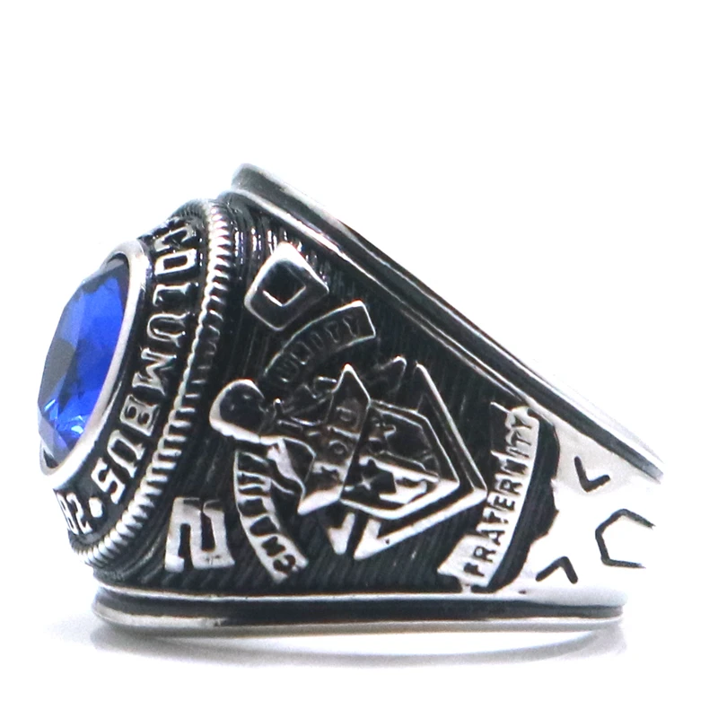 Unisex 316L Stainless Steel K of C Christianity Catholicism Blue Stone Ring Since 1882