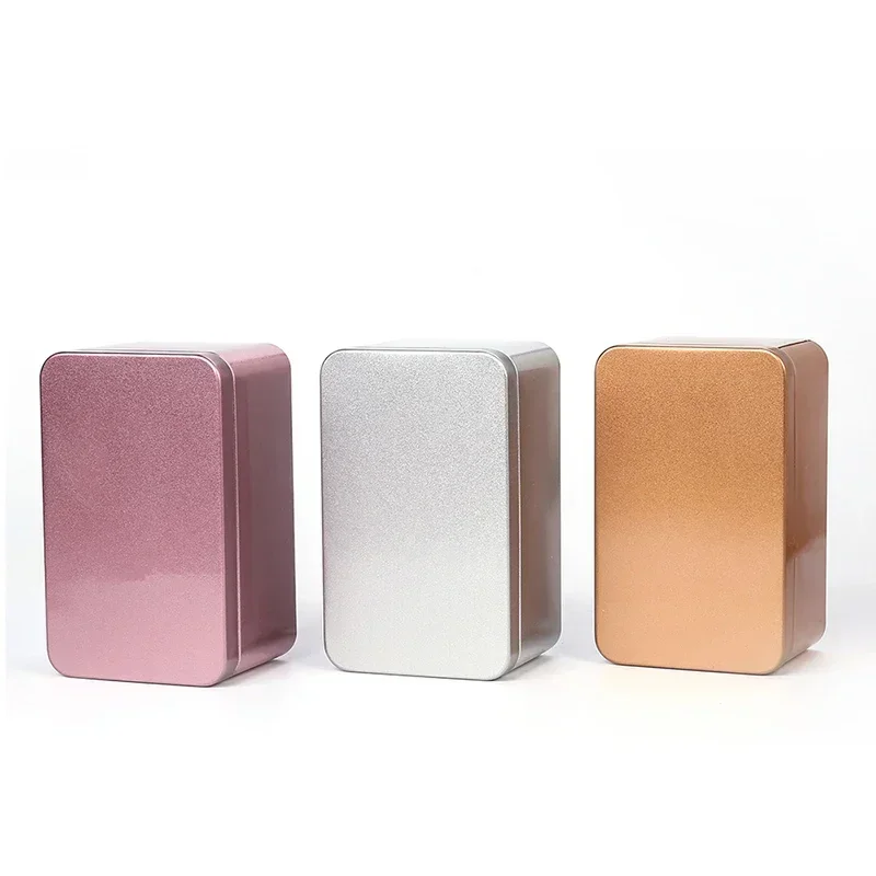 Metal Tin Box Square Tea Box Cosmetics Jewelry Desktop Iron Storage Box Candy Chocolate Small Things Storage Boxes Bins