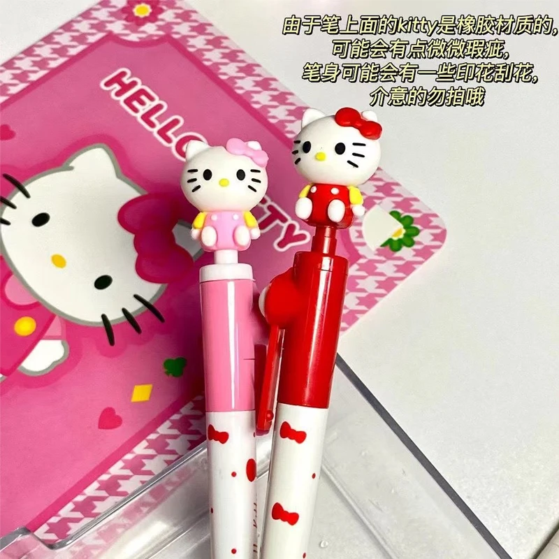 Kawaii Pink 3D Holle Kitty Gel Pen Anti-stress Decompression Press Student Stationery Pen Birthday Gift Ornament Decoration