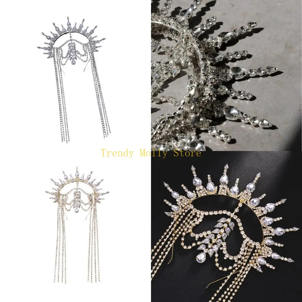 

N5KB Стразы Короны Повязка для волос Стайлинговый аксессуар для сценического наряда Женский стильный головной убор на свадьбу и