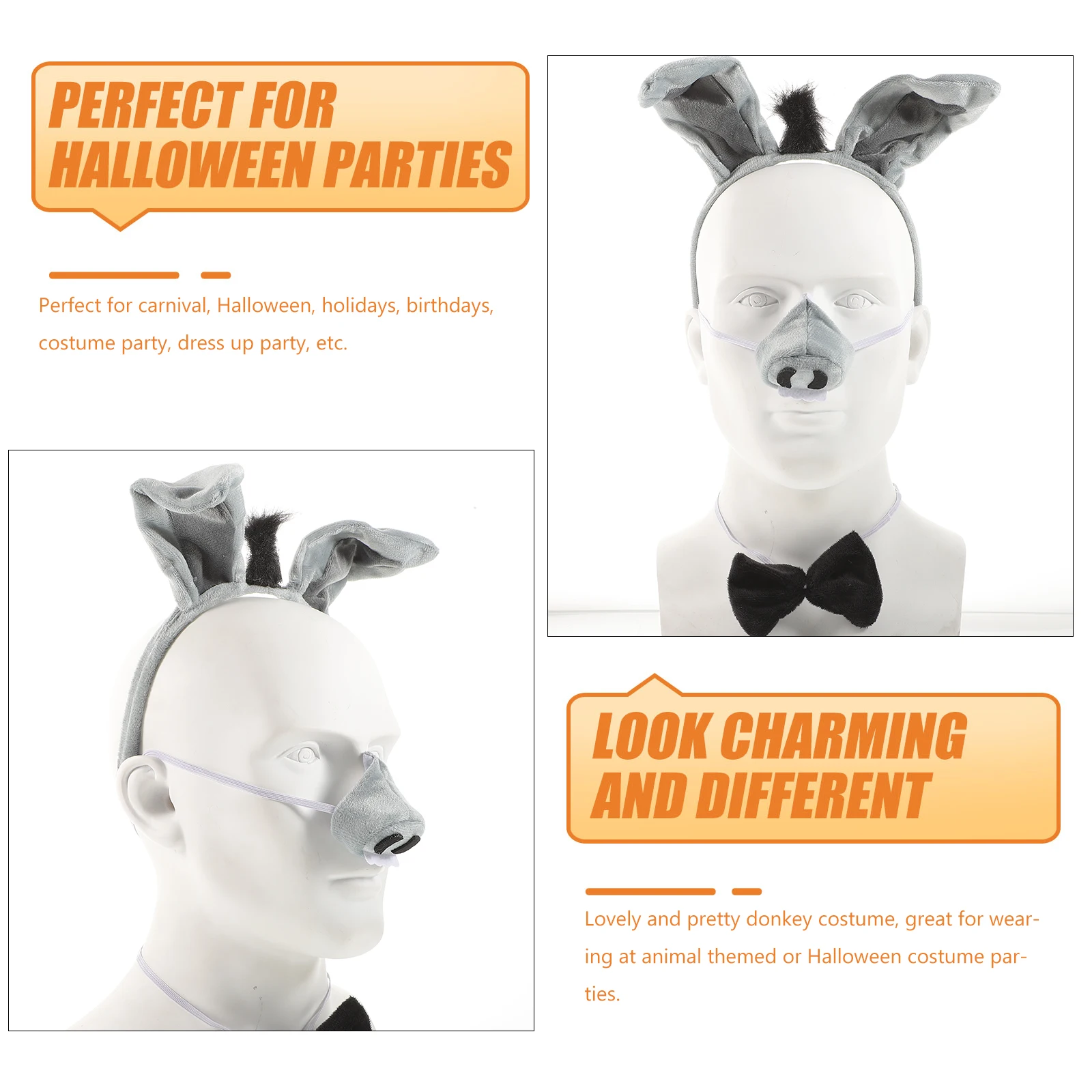 

4 Pcs Donkey Headband Set s Costume Clothing Halloween for Babies Accessory Flannel Animal Kindergarten