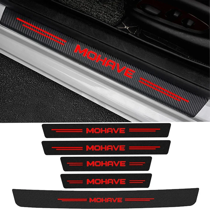 

Car Door Sill Protector Plate Carbon Fiber Anti Scratch Sticker for MOHAVE Logo Badge Trunk Threshold Bumper Guard Strips