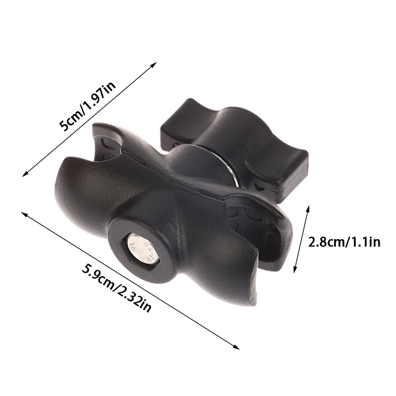 Morsetto di montaggio per supporto con testa a sfera con braccio a doppia presa in lega di alluminio da 5,5 cm per braccio di prolunga per fotocamera per bicicletta