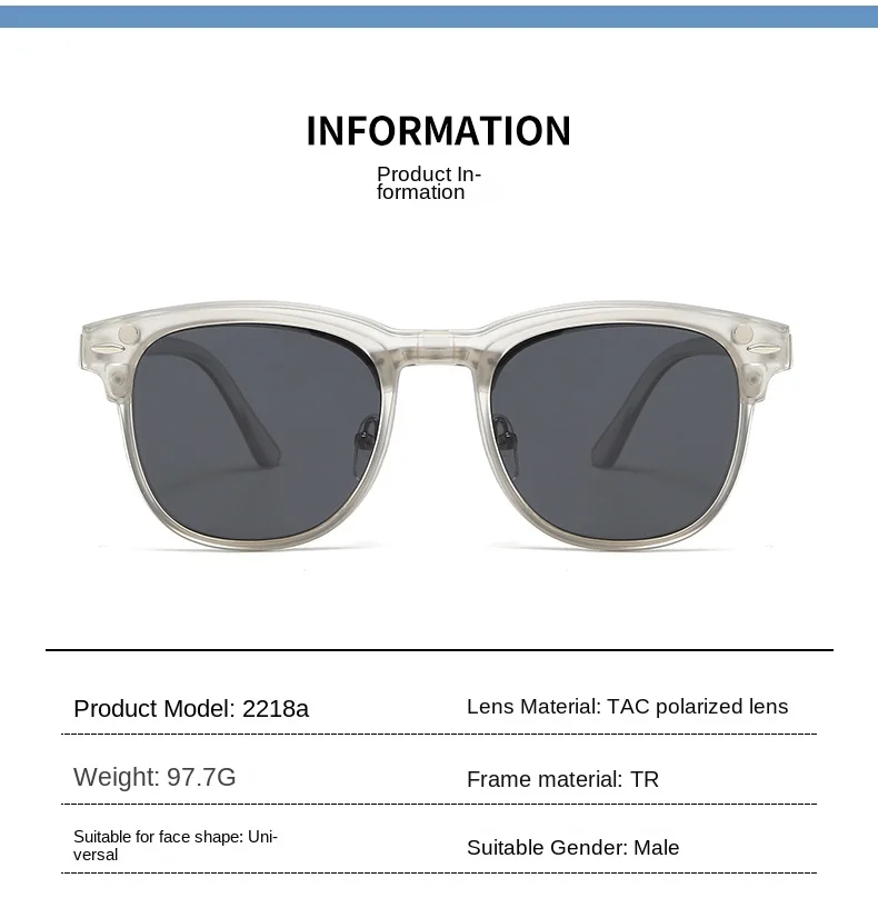 VCKA 6-in-1 Myopie-Polarisierte Sonnenbrille, transparenter grauer Rahmen, für Männer und Frauen, Clip-Magnetbrille, individuelle optische Brille, -0,5 bis -10 – Detail 5
