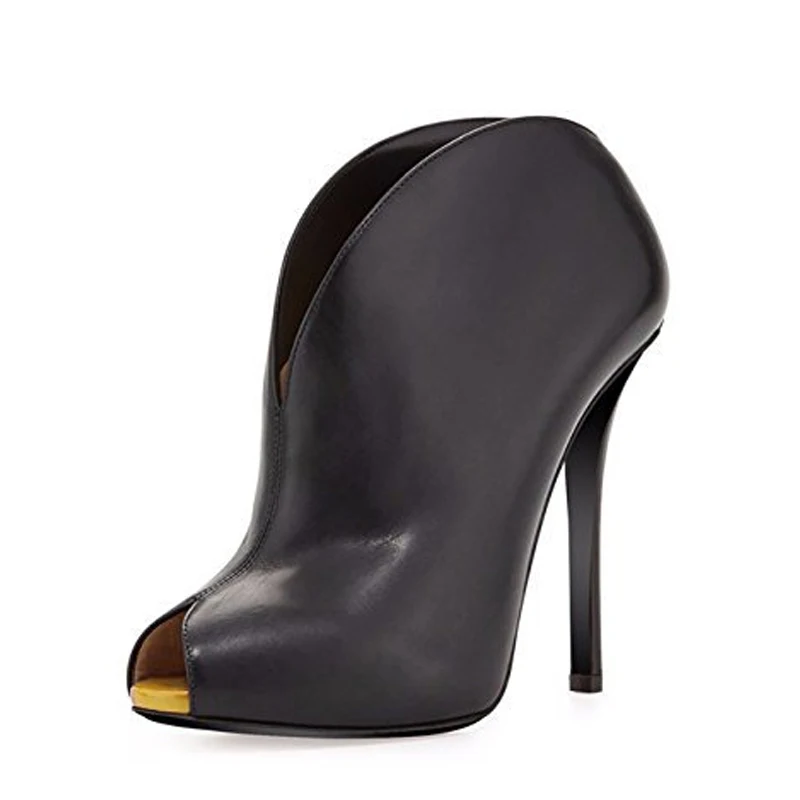 

Black Peep Toe Stiletto Short Boots Woman Winter 2026 Rose Red Slip-On High Heel Ankle Boots Fashion Luxury Boots Women's Shoes