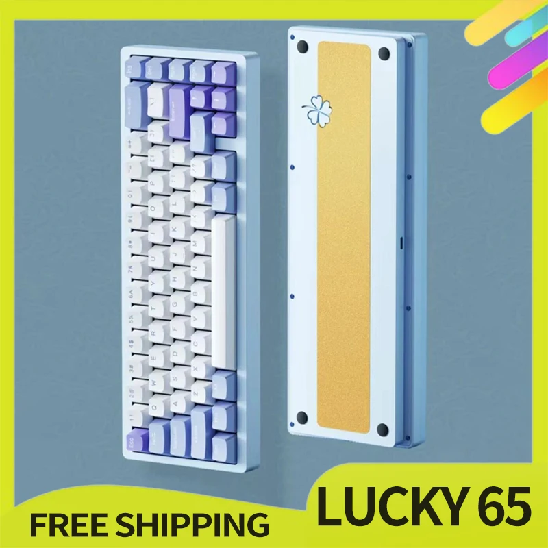 

Набор для клавиатуры Weikav Lucky65, 3 режима, Usb/2,4g/Bluetooth, беспроводная механическая клавиатура, прокладка, конструкция Rgb, игровая клавиатура, подарок