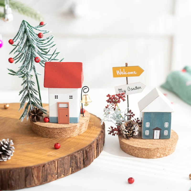 Weihnachtliche Sammlerstücke: Gebäude & Zubehör, Figuren, Ornamente, Winter-Holzhaus-Tischdekorationen, Feiertags-Tischdeko für Zuhause