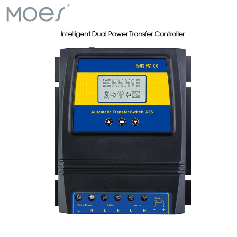 MOES Automatic ATS Dual Power Transfer Switch 11000W Max Power Solar Charge Controller for Solar/wind System AC 110V 220V on/off