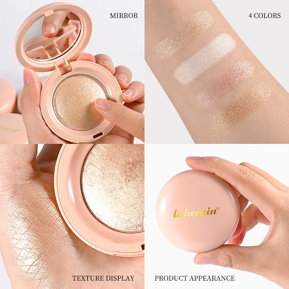 Pó iluminador facial à prova d'água de longa duração, brilho instantâneo de pele sedosa, iluminador brilhante, maquiagem, contorno, glitter