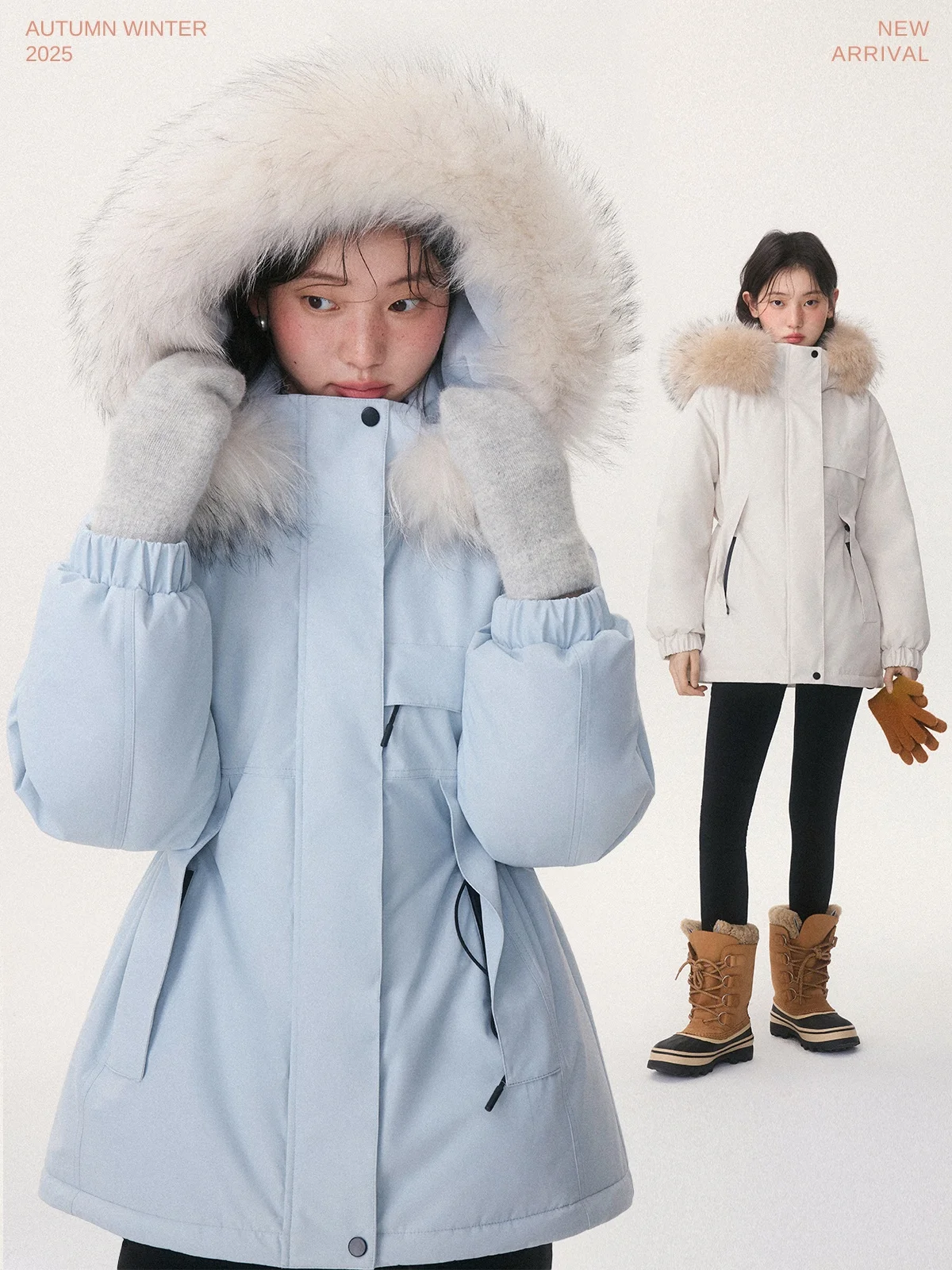 

Hooded Parka Sle down Jaet Removable White Du Feather Stand Collar Warmth Outdoor Thi Zipper Closure Casual Sle