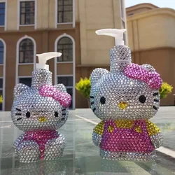 Hello kitty Handmade Shiny Rhinestones Press Bottle Cartoon Lotion Bottle Bathroom Hand Sanitizer Storage Bottle Home Decor
