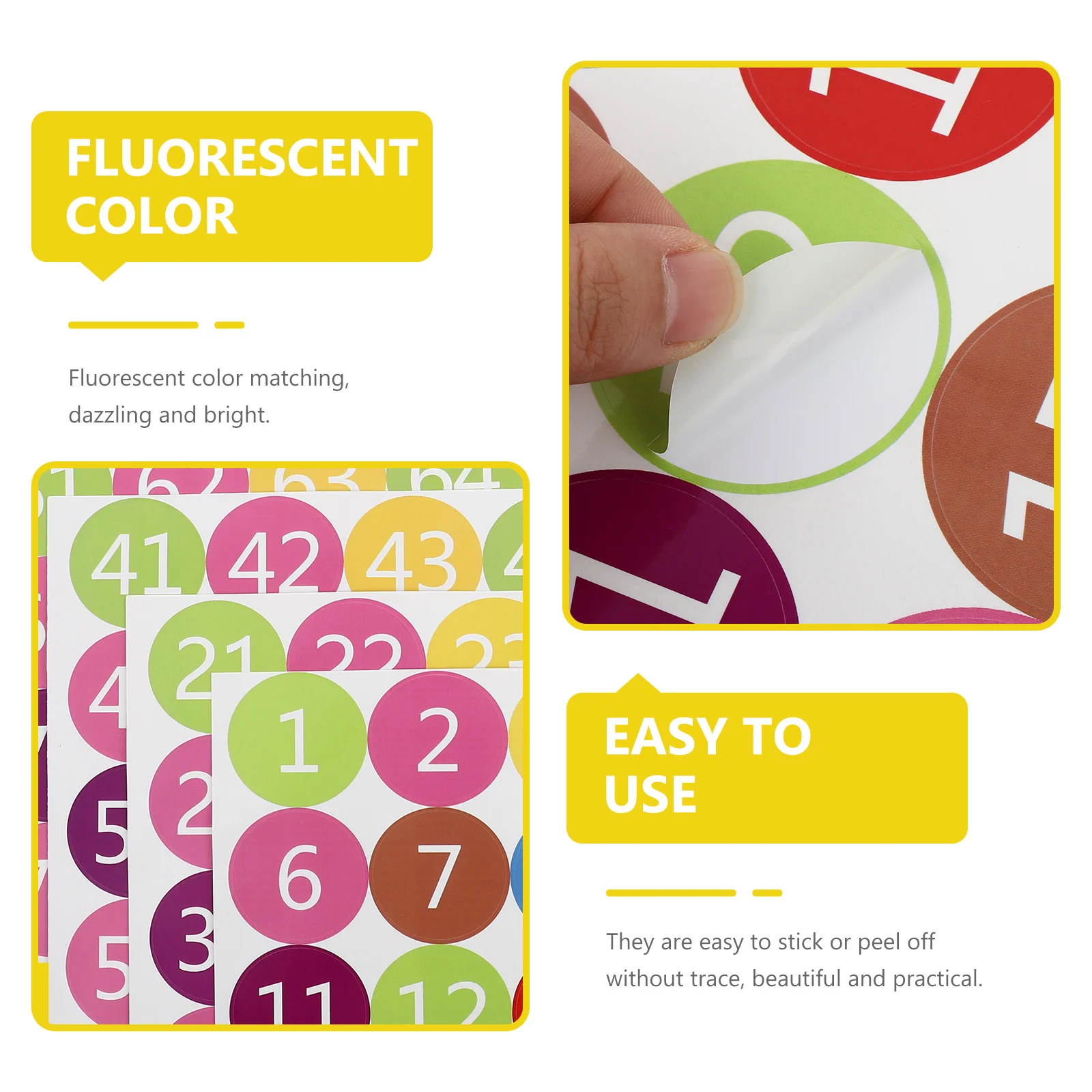 Colorful Round Number Stickers Waterproof Self-Adhesive Pvc Labels For Envelope Gift Wrapping Diy Craft Decoration Folder