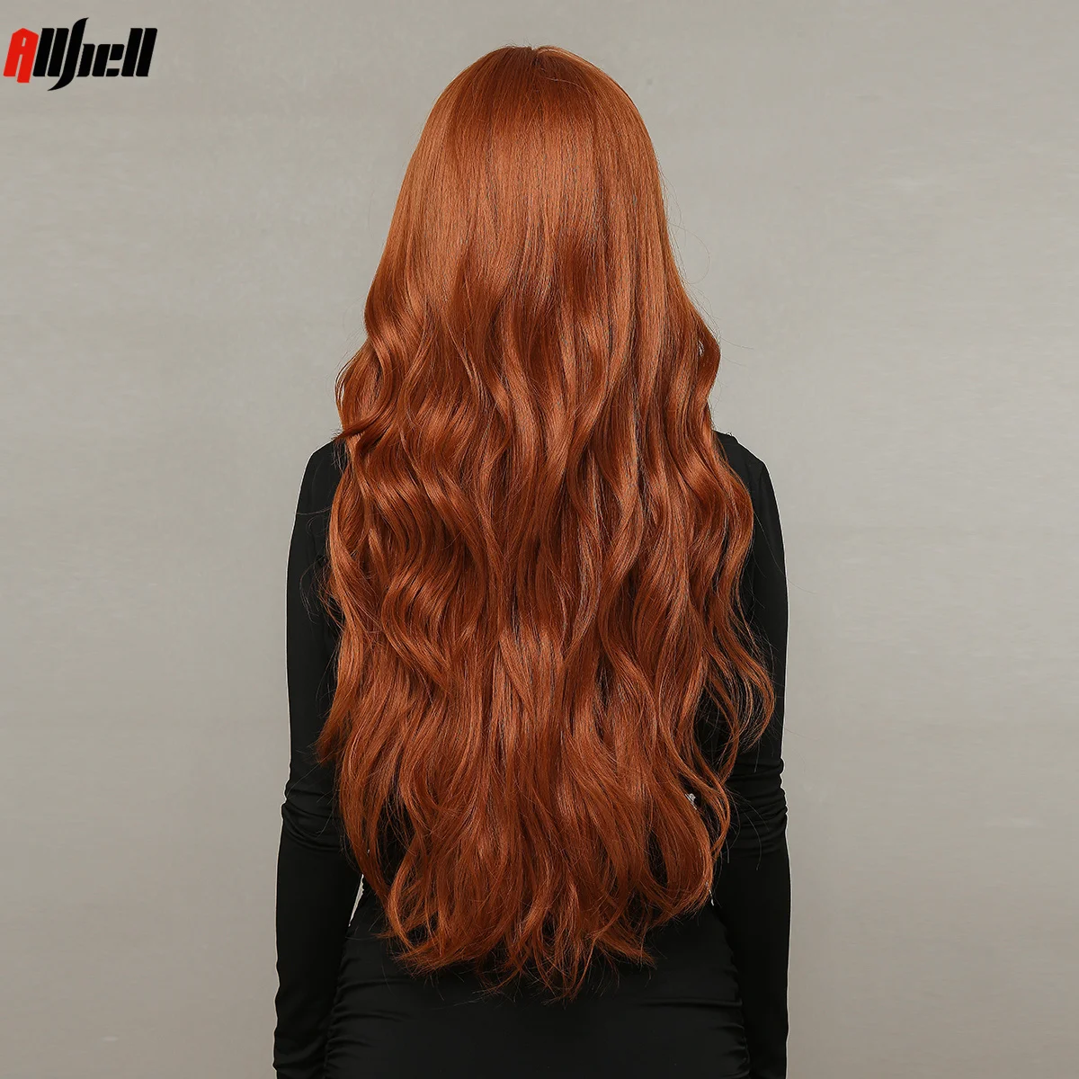 Long Natural Wave Orange Synthetic Wigs With Full Bangs for Black Women Daily Halloween Cosplay Wigs Hair Heat Resistant Fiber