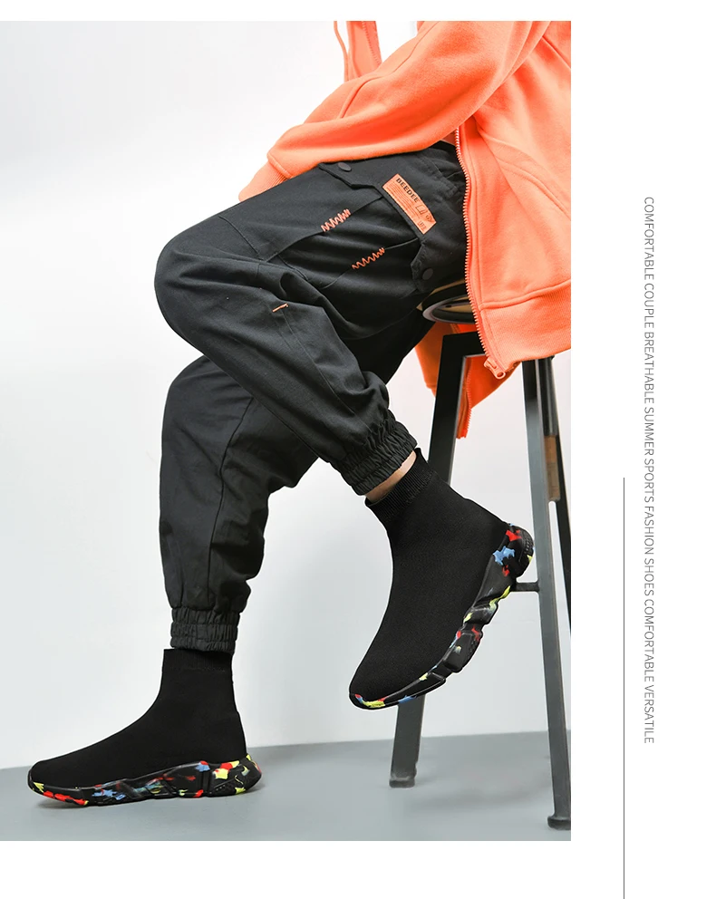 2025, schwarze High-Top-Sneaker für Herren und Damen, klassische Designer-Strick-Freizeit-Sneaker für Herren, modische, bequeme Slip-on-Sportschuhe für Damen – Detail 14