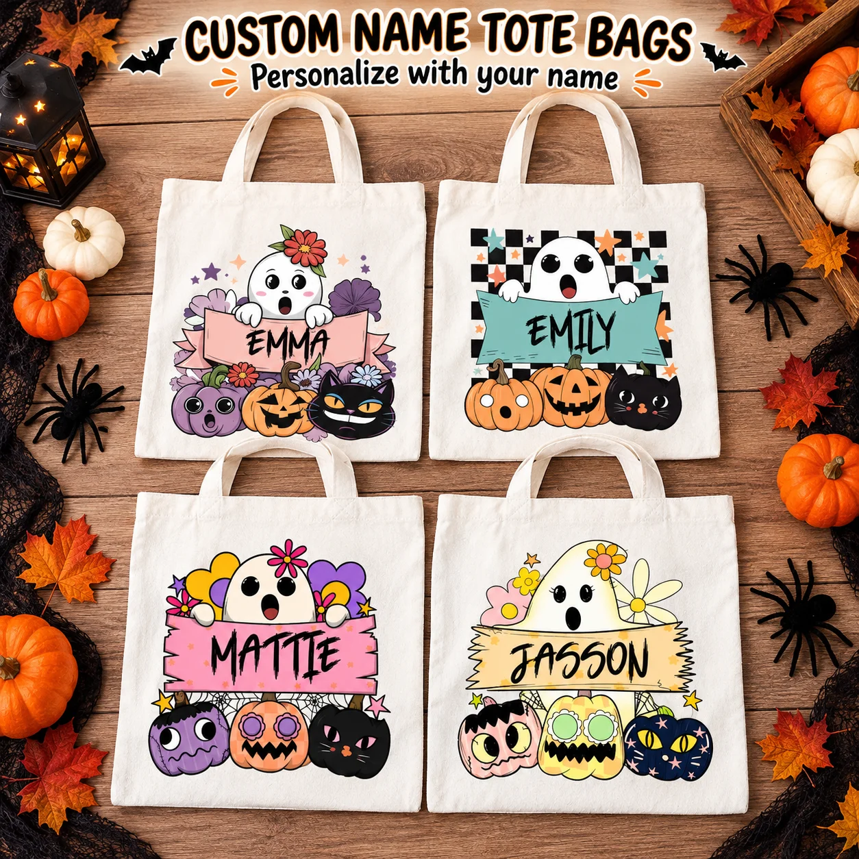 Custom Name Canvas Tote Bag Personalized Print Shoulder Bag Polyester Cotton Canvas Reusable Large Capacity Handbag For Daily