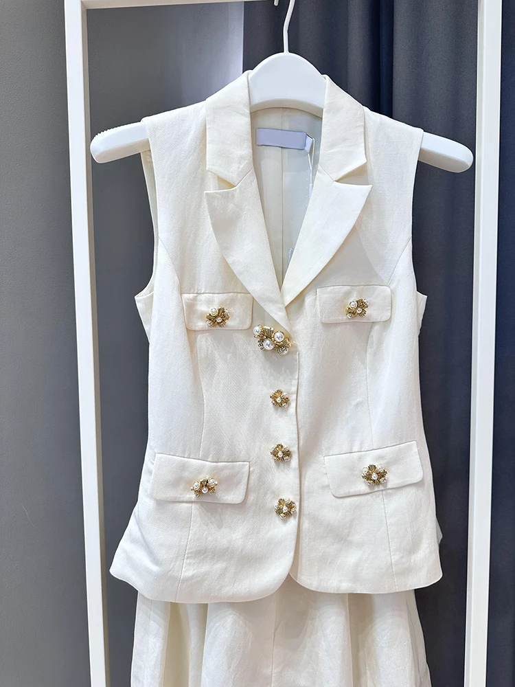 

High-End Women's Svel Suit Vest Top+orts Set Ele Miss Rich Sle Faionable Two-Piece Woolen Button-Up Ensemble