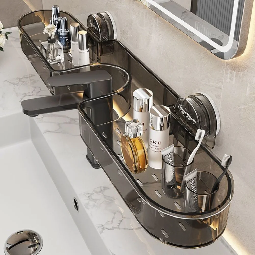 

1 Piece, Available in Two Colors, Suction Cup Washstand Storage Rack for Bathroom, Toilet, Mirror Front, Faucet, High Aes