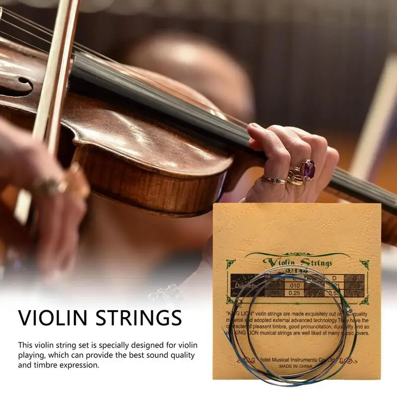 Violin Strings Replacement Solid Steel Core Rich Tone Strings For Instruments Handcrafted Fiddle Replacement Strings For All