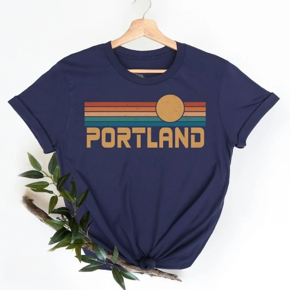 Portland TShirt Oregon T-shirt Portland Souvenir Clothing West Coast Shirt Men Women Fashion Casual Crewneck Cotton Tee Tops