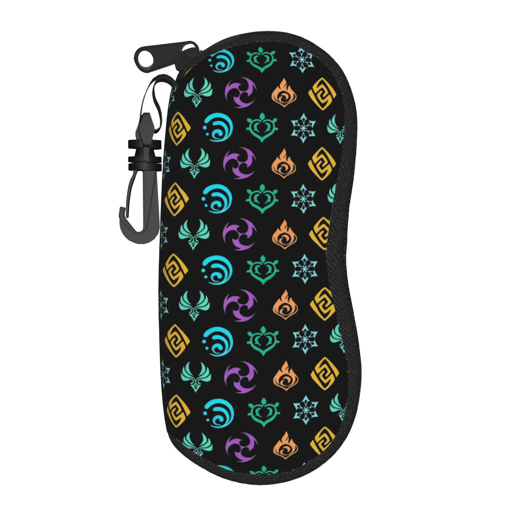 

Genshin Impact Glasses Case Unisex Student Zipper Game Element Symbol Glasses Storage Box Protector Glasses Box