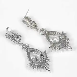 HIBRIDE Long Temperament Gorgeous sliver color Earrings Women's Dress Decoration Light Luxury Jewelry Wedding Host Gift E375