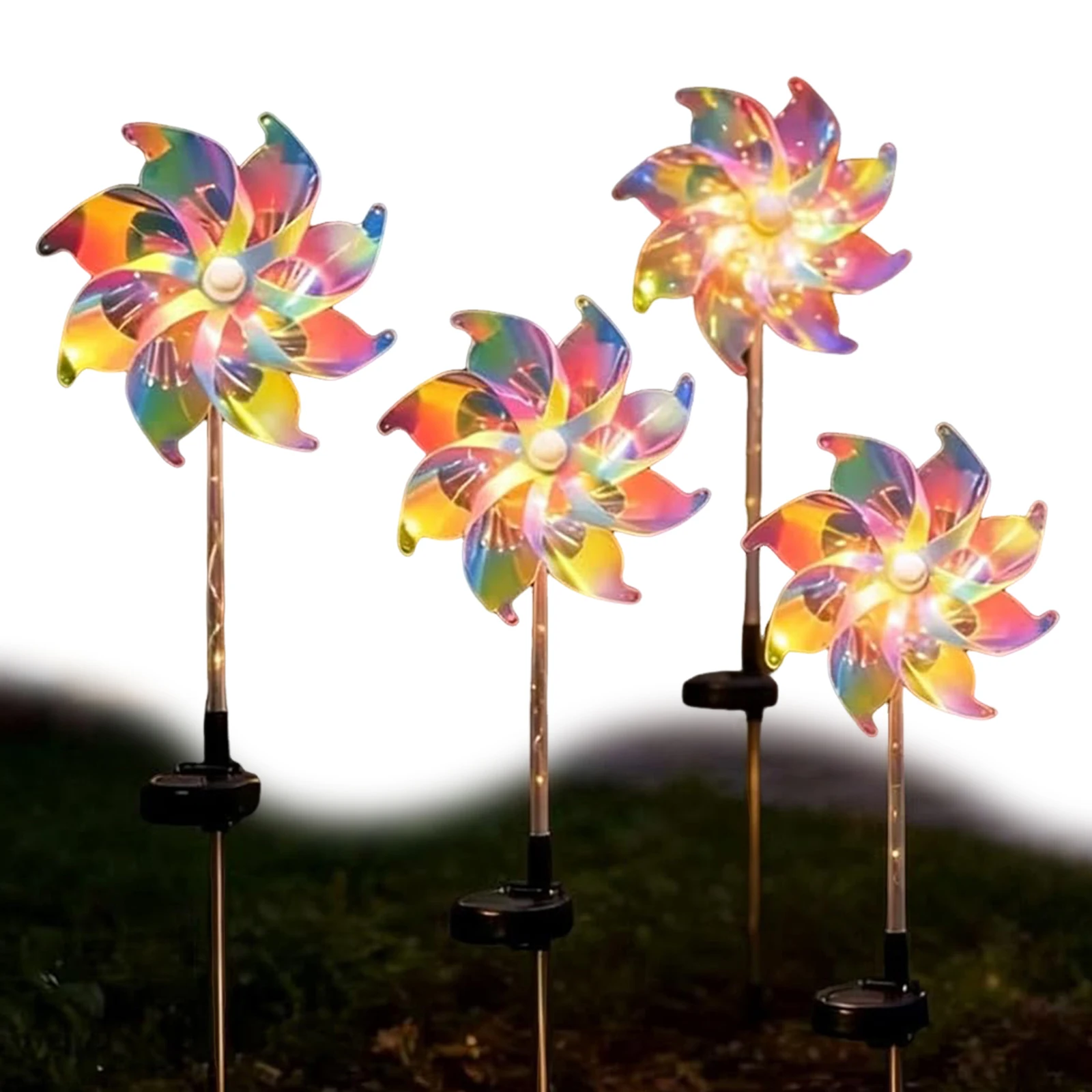 Solar Rainbow Pinwheel Garden Light with LED Solar Lights Windmill Garden Decoration Light Decorative Wind Spinner Lawn Lights