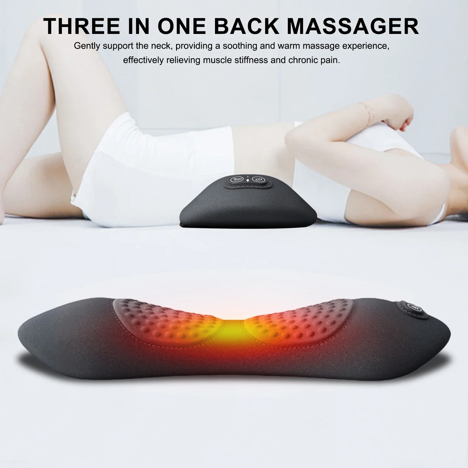 Okayso 3-in-1  Massager with Relief Bed Sleeping Shiatsu Deep Tissue Portable Shoulder Lower Back Pain Relief Waist Massa Pillow