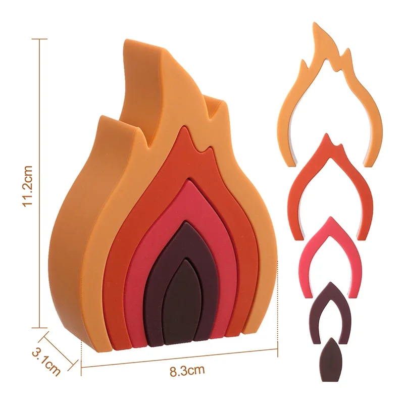 1 set di giocattoli da costruzione in silicone per bambini, giocattolo Montessori, massaggiagengive in silicone, blocchi da costruzione, blocchi impilabili morbidi