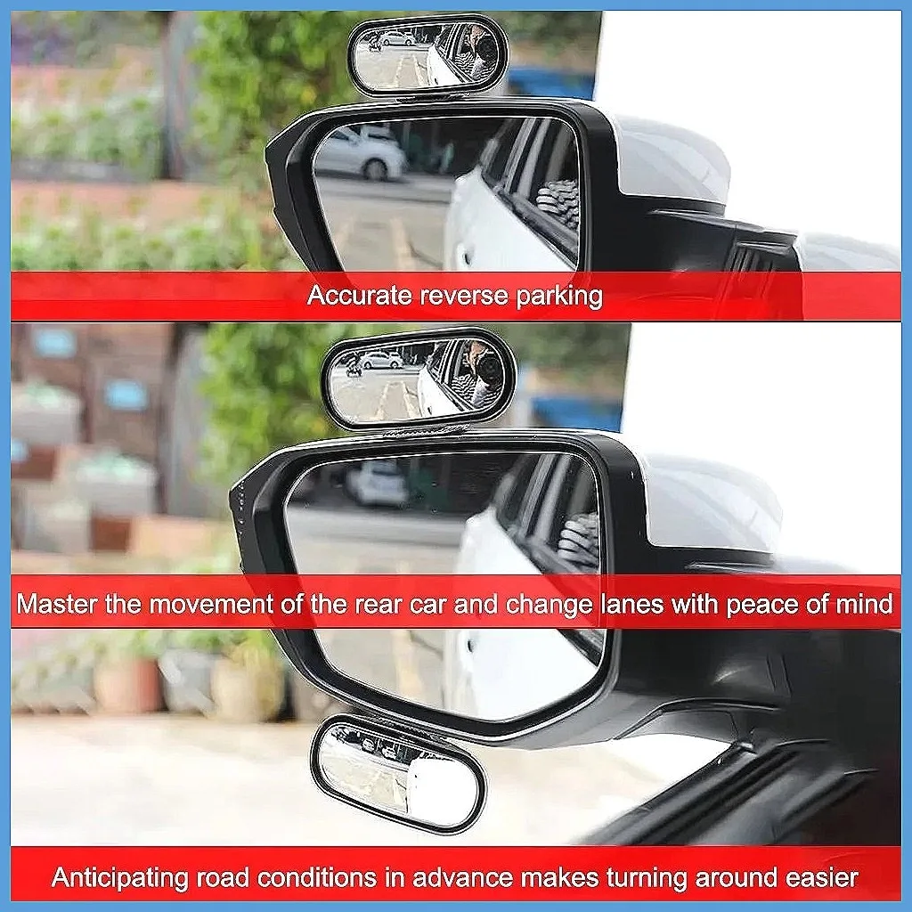 Universal 360° Adjustable Car Mirror Auxiliary Rear View Mirror Wide Angle Side Rear Mirrors for Blind Spot, Reverse