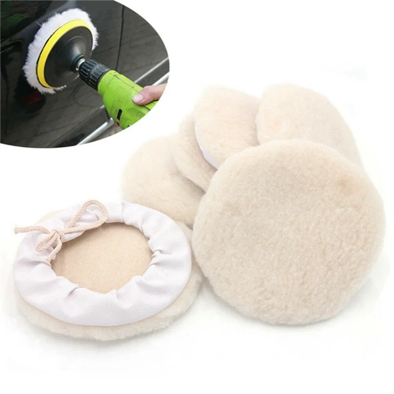 ABXF-6 штук 7-дюймового шерстяного плюшевого полировального диска в комплекте с набором для полировки шерсти на шнуровке