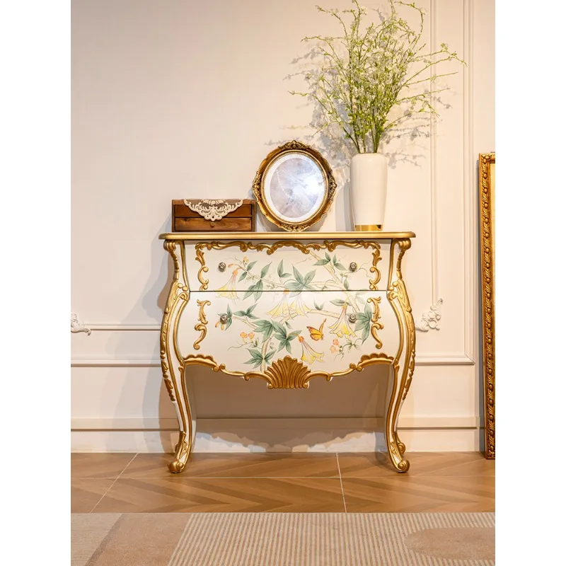 American rural entrance cabinet retro painted chest storage cabinet integrated living room corridor cabinet high-end han
