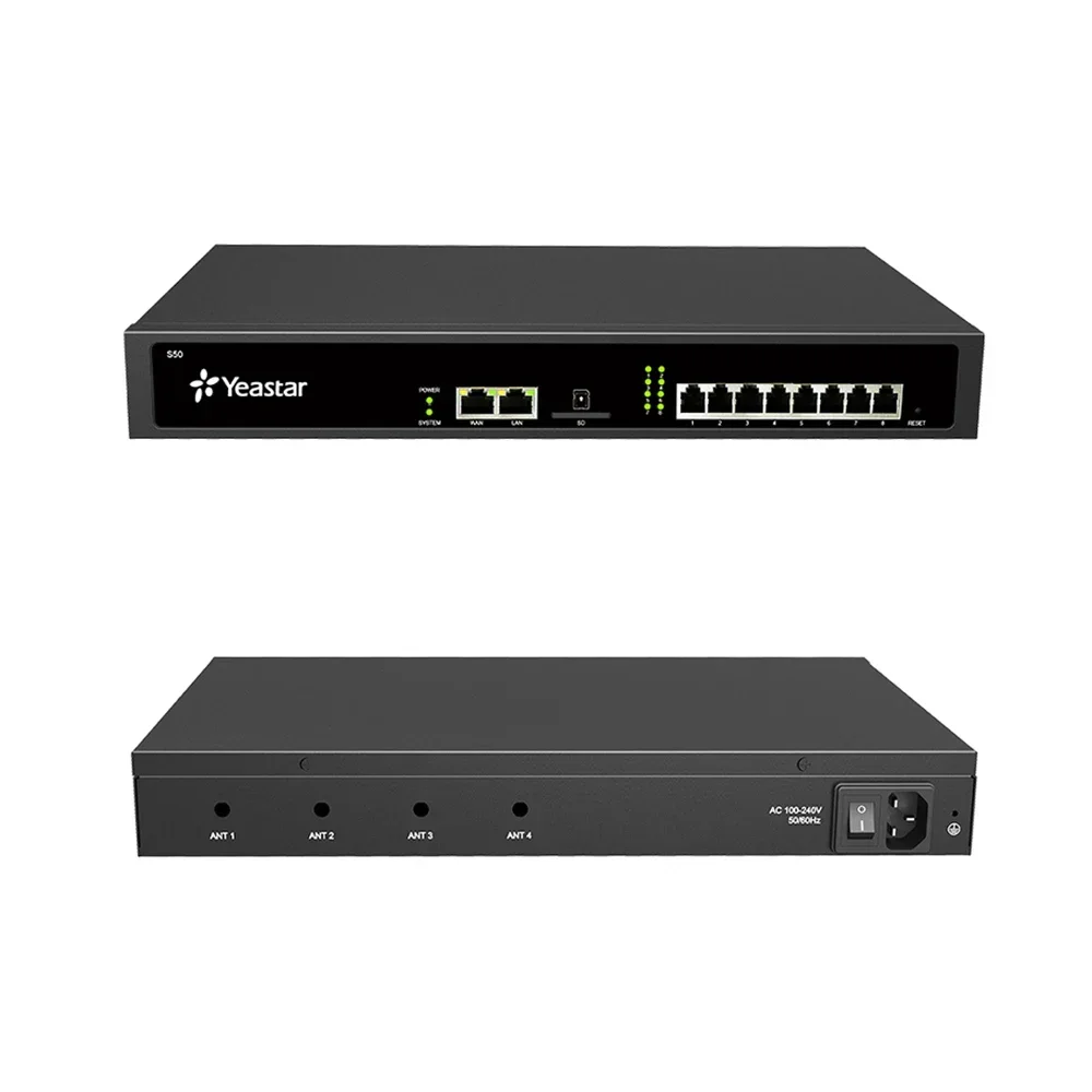 

Yeastar S50 VoIP PBX Поддержка до 50 пользователей SIP, 25 токовых вызовов, 8 портов FXS/FXO/BRI, 4 канала GSM/CDMA/3G/4G