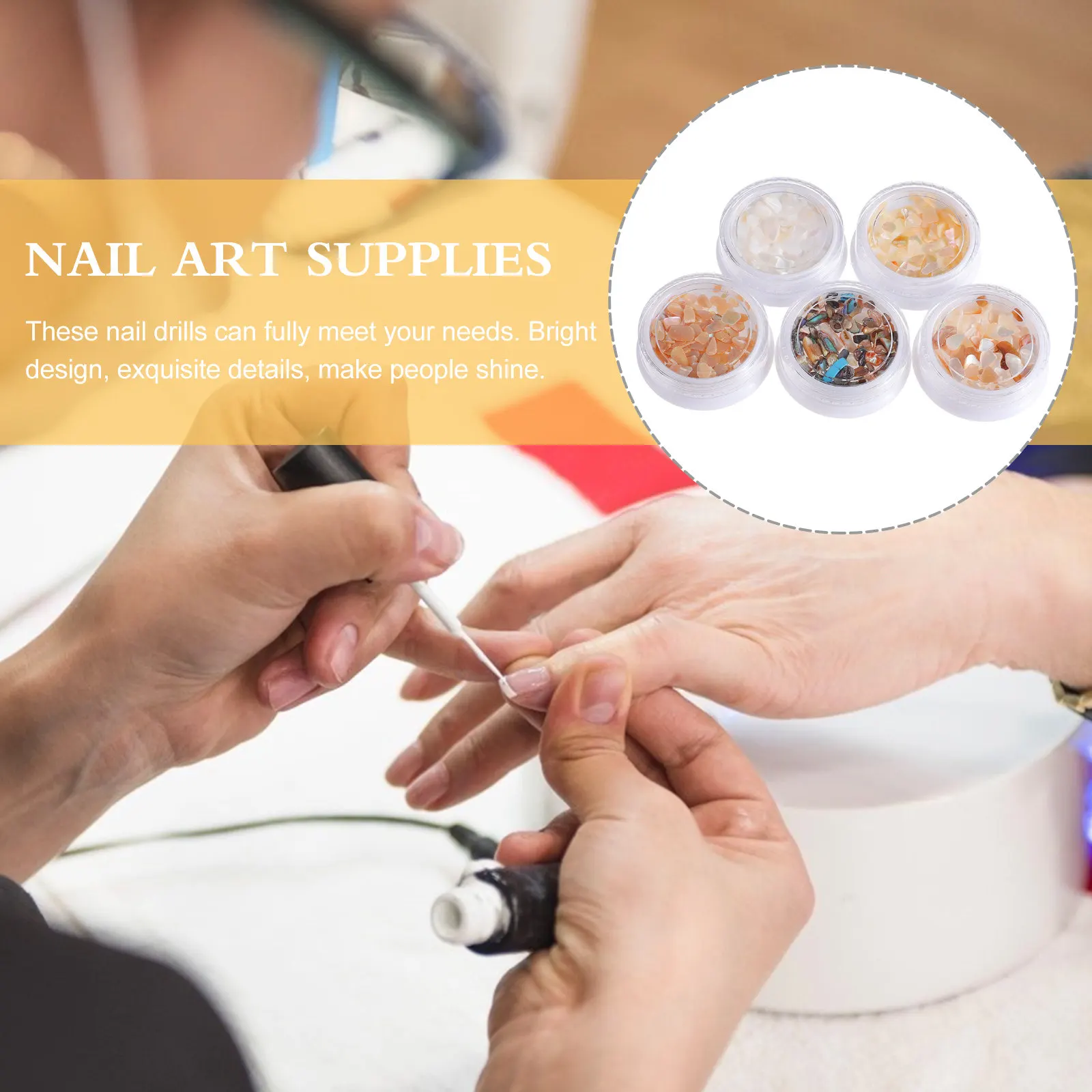 5Pcs Nail Crushed Shells Chic Glitter Stickers Nail Art Decoration DIY Manicure Accessories Natural Artificial Nails