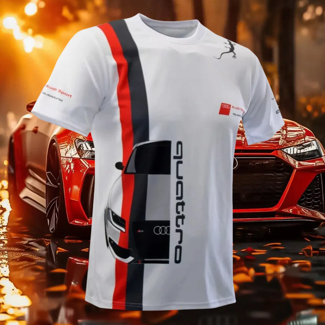 

Популярная футболка с принтом Audi для гонок на мотоциклах, 2021, быстросохнущая, дышащая, удобная, гоночная футболка для взрослых с короткими рукавами
