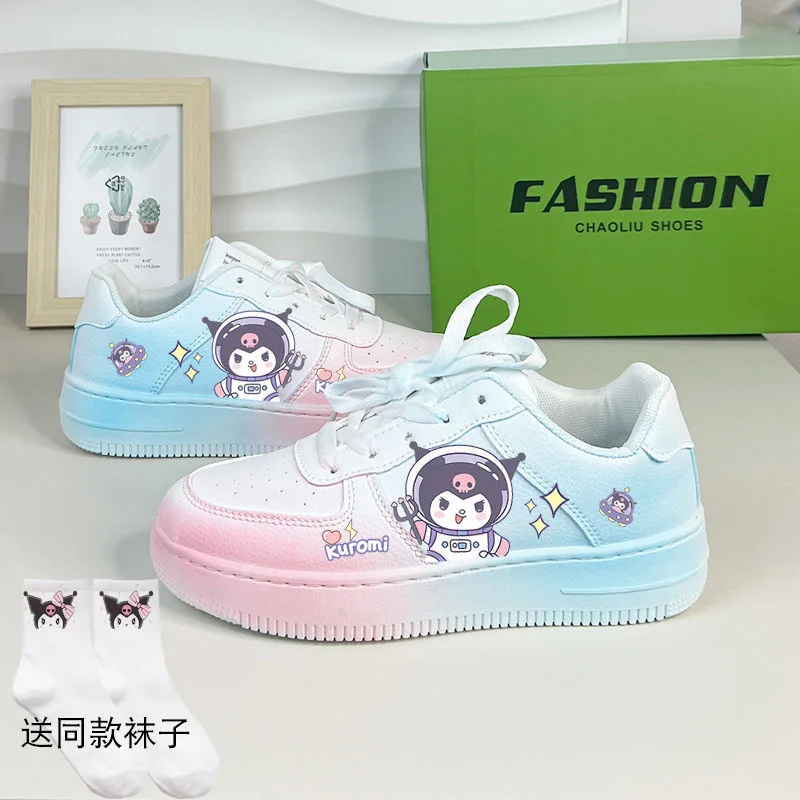 Hello Kitty Board Shoes Sanrio Kuromi Tennis Shoes Cinnamorol Basket Shoes Kawaii Kids Casual Sneakers Cartoon Kitty White Shoes