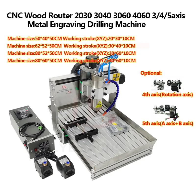 

CNC Wood Router 2030/3040/3060 /4060 3/4/5axis Metal Engraving Drilling Machine Water-cooled Spindle 1500w/2200w With Water Tank