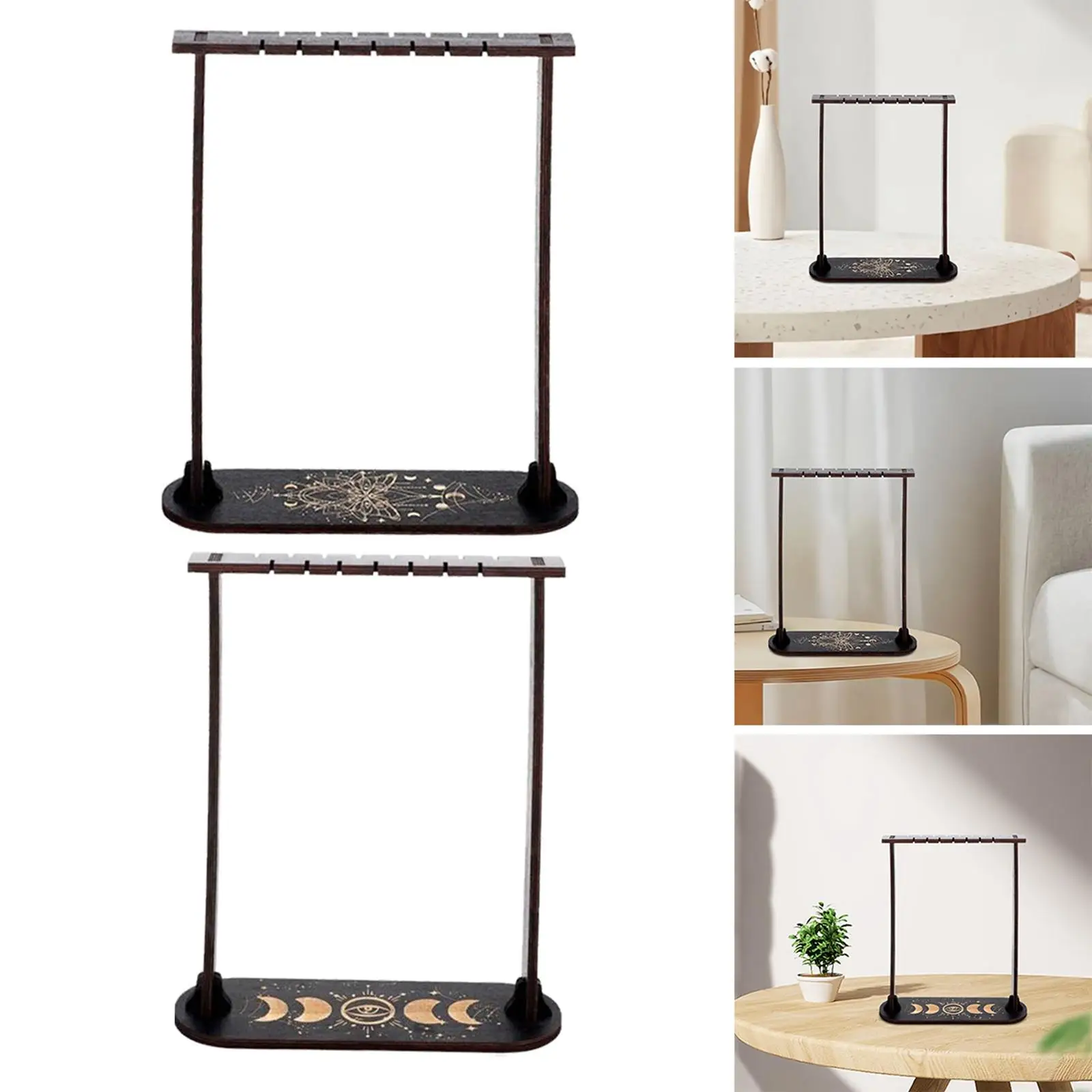 2Pcs Multifunction Wooden Pendulum Display Frame Crystal Stand Necklace Organizer Crystal Display Shelf for Office Ornament