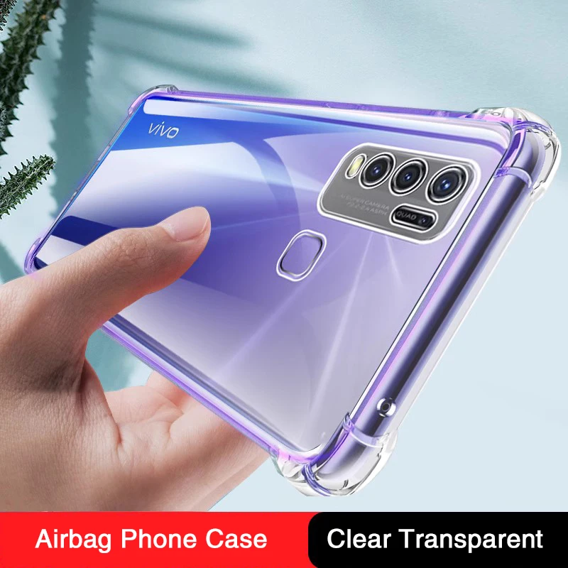 

Transparent Mobile Phone Case for VIVO Y51 2020 Y51A 2021 Y50 Airbag Anti Knock Simple Silicone Soft Lens Protective Back Covers